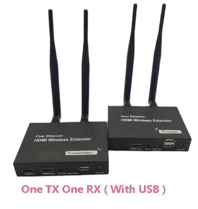 Main image of No USB,5GHz Wireless Transmission System Wireless HDMI USB Extender Transmitter Receiver Video WIFI 200m Wireless HDMI Sender Kit One RX No USB (US Plug)