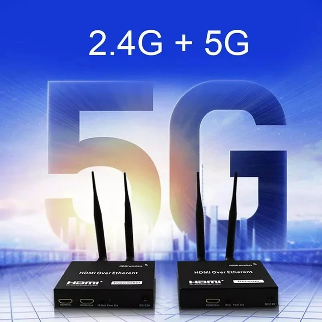 Alt view image 2 of 4 - No USB,5GHz Wireless Transmission System Wireless HDMI USB Extender Transmitter Receiver Video WIFI 200m Wireless HDMI Sender Kit One RX No USB (US Plug)
