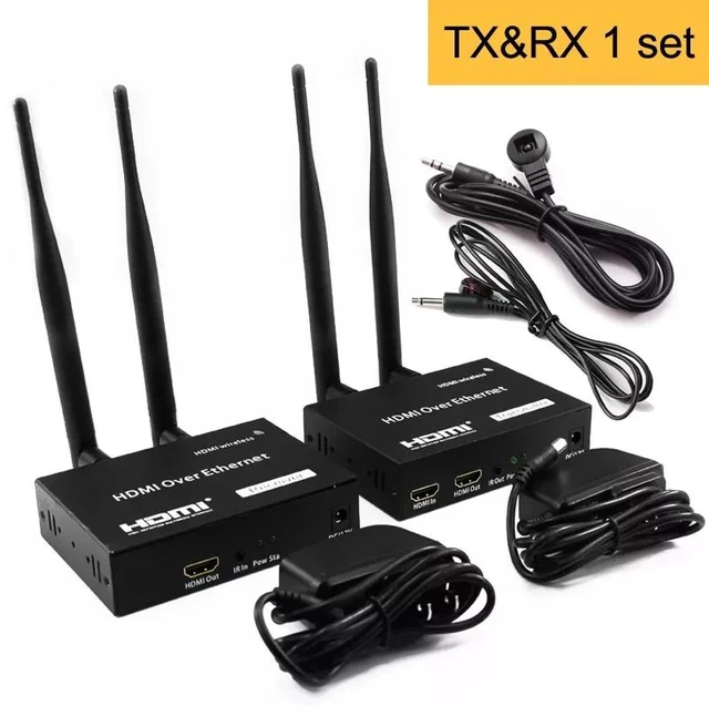 Alt view image 3 of 4 - No USB,5GHz Wireless Transmission System Wireless HDMI USB Extender Transmitter Receiver Video WIFI 200m Wireless HDMI Sender Kit One RX No USB (US Plug)