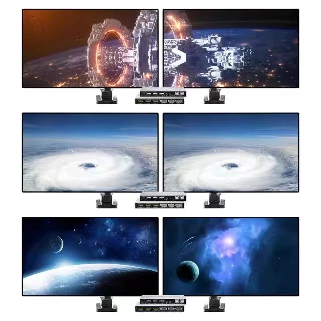 Alt view image 3 of 5 - UK Plug,4K 60Hz Dual Monitor HDMI DisplayPort KVM Switch 2X2 Mixed inputs DP HDMI KVM Switch 2 Monitors 2 Computers Extended Display