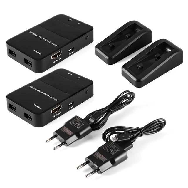 Alt view image 5 of 5 - TX RX (EUR Plug),4K 60GH 100ft Wireless HDMI Transmitter Receiver HDMI Wireless Video Transmission Kit 1080P HDMI Extender Wireless