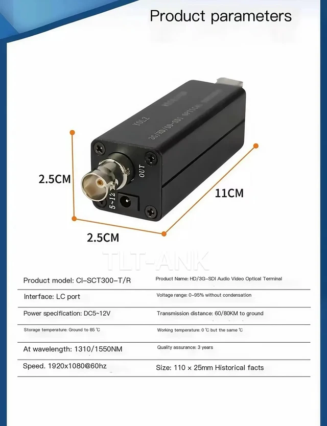 Alt view image 3 of 5 - HD-SDI,Mini 1080P HD SDI BNC To Fiber Optical Media Audio Converter HD SDI Over Fiber Optic Video Transceiver Extender 20km