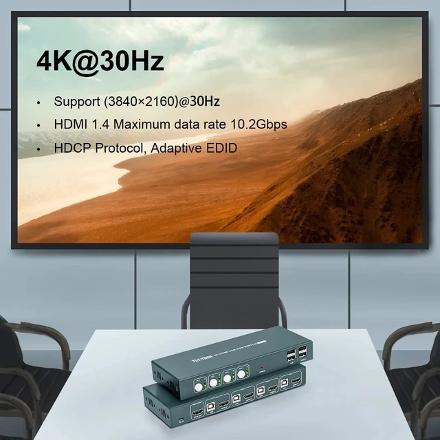 Alt view image 3 of 5 - 4 Ports KVM Switch,4 Ports KVM Switch KVM Switch HDMI 4 Port KVM Switches 4K@30Hz,HDCP1.2,4 PC 1 Monitor,Hotkey Control,4 PCs to Share Keyboard Mouse For PC