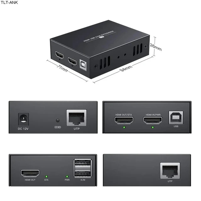 Alt view image 4 of 5 - ,HDMI KVM USB Extender Transmit 1080p HD Video Over Cat5e/6 Ethernet Cable 50m (164ft) for Mouse and Keyboard