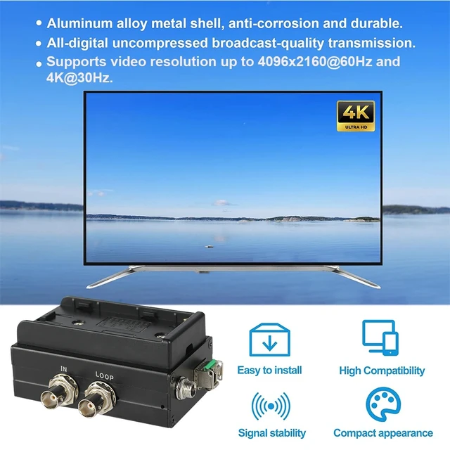 Alt view image 4 of 5 - Regular EU Plug,12G-SDI(RX and TX) Fiber Optic Extender with Loop Out, 4K@60Hz, Single-Mode Single Fiber LC 20km, Supports SD/HD/3G/6G/12G-SDI