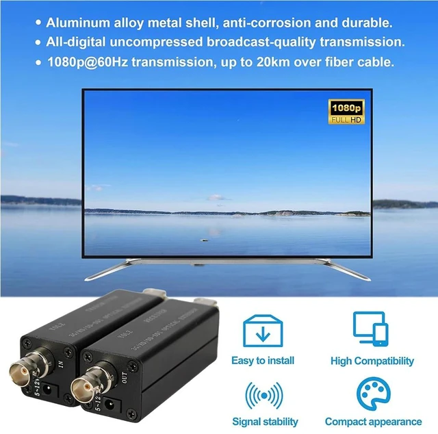 Alt view image 5 of 5 - EU PLUG,Mini 3G/HD-SDI to Fiber Optic Converter Extender 1080p60 SDI Transmitter Receiver over LC Single-mode Fiber 20KM