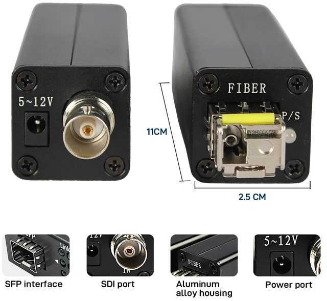 Alt view image 2 of 5 - EU PLUG,Mini 3G/HD-SDI to Fiber Optic Converter Extender 1080p60 SDI Transmitter Receiver over LC Single-mode Fiber 20KM