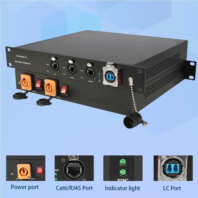 Alt view image 2 of 5 - AES50 Transmitter x1,2 Channel AES50 Fiber Extender with 1+1 Redundant Fiber Backup 10KM Single-Mode Dual etherCON 44.1/48/96kHz for Midas & Behringe