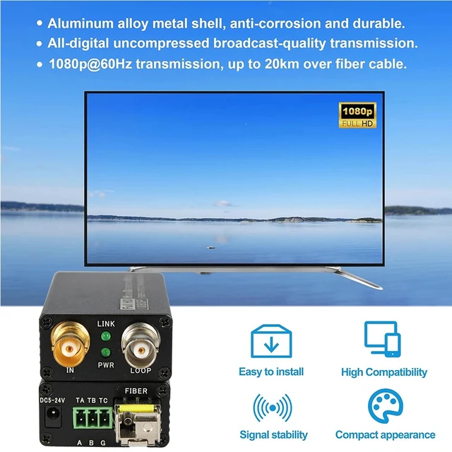 Alt view image 5 of 5 - EU Plug,3G/HD-SDI over Fiber Optic Converter with RS485/TALLY 1080p@60Hz SDI Extender Kit over LC Single-Mode Fiber 20KM
