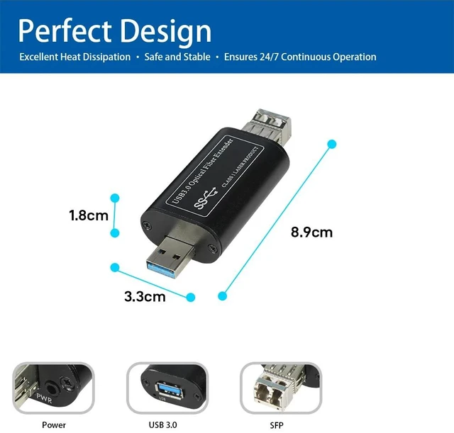Alt view image 2 of 5 - FULL-PCI-SM-D,Mini USB 3.0/2.0/1.1 Fiber Extender, USB-A Hub Over Optical up to 250m 5Gbps for Windows Mac Linux, Support Kinect, Leap Motion