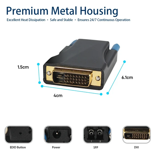Alt view image 2 of 5 - 1 Core LC,4096x2160@30Hz 4K DVI-D (24+1) Fiber Optic Extender Dual-Link over LC Singlemode Multimode EDID Learning Optical Transceiver