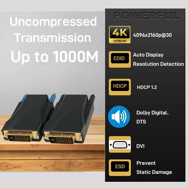 Alt view image 4 of 5 - 1 Core LC,4096x2160@30Hz 4K DVI-D (24+1) Fiber Optic Extender Dual-Link over LC Singlemode Multimode EDID Learning Optical Transceiver