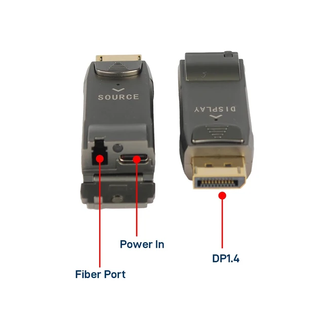 Alt view image 3 of 5 - 8K 30hz,8K@30Hz DisplayPort DP1.4 Fiber Optic Extender, 32.4Gbps Over OM3/OM4 to 300M in Multi-Mode, Supports AUX/HPD/HDCP2.2