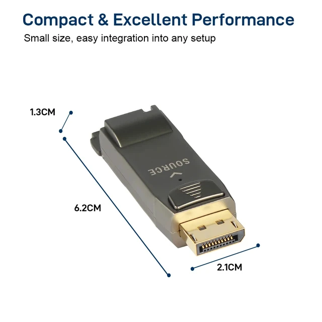 Alt view image 2 of 5 - 8K 30hz,8K@30Hz DisplayPort DP1.4 Fiber Optic Extender, 32.4Gbps Over OM3/OM4 to 300M in Multi-Mode, Supports AUX/HPD/HDCP2.2