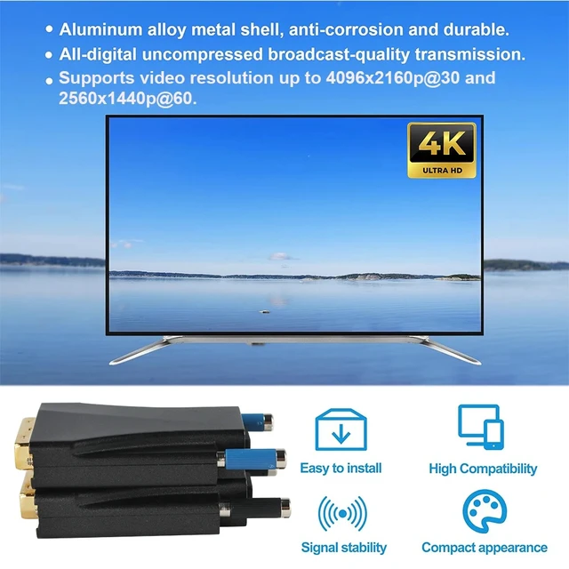 Alt view image 5 of 5 - 1 Core LC,4096x2160@30Hz 4K DVI-D (24+1) Fiber Optic Extender Dual-Link over LC Singlemode Multimode EDID Learning Optical Transceiver
