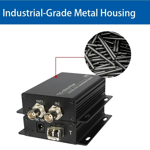 Alt view image 3 of 5 - V-Mount EU Plug,12G-SDI Fiber Optic Extender, 4K@60Hz Bidirectional 1-Channel with Loop Out, LC Single-Mode 10km, V-Mount Compatible