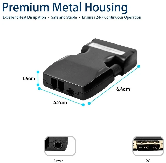 Alt view image 2 of 5 - 2 Core,1920x1200P@60Hz Mini DVI Fiber Extender 2K@60Hz DVI-D (18+1) Video Optical Transceiver Single/Multimode EDID up to 2000M
