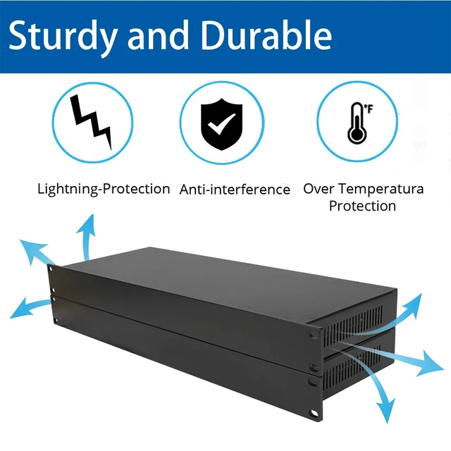 Alt view image 3 of 5 - Singlemode Simplex,LED Display Fiber Media Converter, 16-Port Gigabit Ethernet, 2×10G SFP+, Physically Isolated, TDM Transmission, Rack Mount