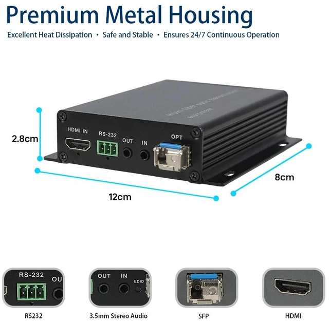 Main image of Empty Rack 1 pcs,1920 x 1080@60Hz HDMI Fiber Optic Extender Rackmount, Full HD Uncompressed Transmit over LC Up to 10KM, Support RS232/HDCP/EDID