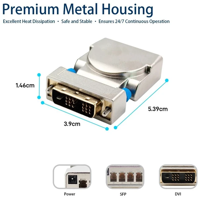 Alt view image 2 of 5 - 4-Core LC Fiber,2K@60Hz Mini DVI-D Single-Link Fiber Extender 1920x1200P@60Hz DVI Video Optical Transceiver Single/Multimode EDID up to 1500M