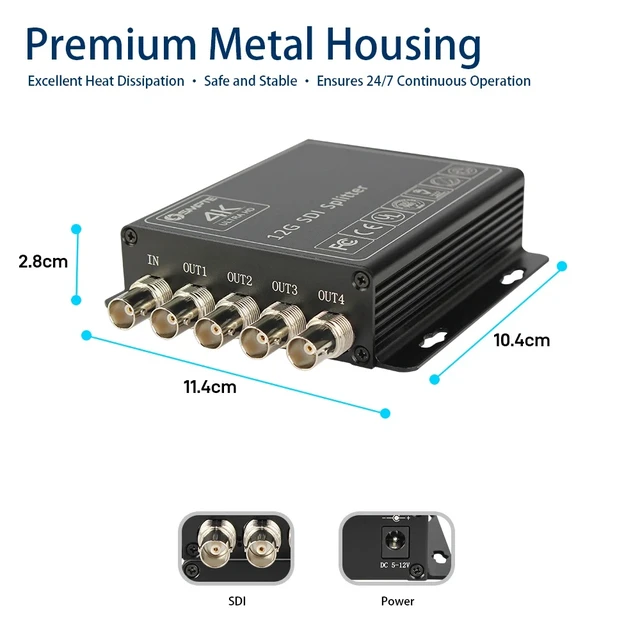 Alt view image 2 of 5 - 8 in x 32 out,4K@60Hz 12G-SDI Splitter 8x32 Distribution Amplifier Broadcast Grade Converter SDI DA Reclocking 19'' Rack Mount