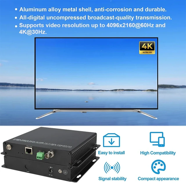 Alt view image 4 of 5 - 1V1HD US Plug,12G-SDI Fiber Optic Extender with Loop Out, 4K@60Hz, RS485/422/232 Data, Optional Gigabit Ethernet, Single-Mode 20km LC