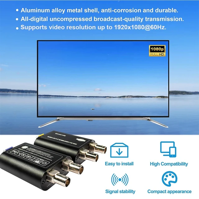 Alt view image 5 of 5 - US Plug,3G-SDI HD SDI 1080p@60Hz Fiber Optic Extender with Loop Out & Reclocking, 1080p@60Hz, 20km Single Fiber LC, Mini SDI Converter
