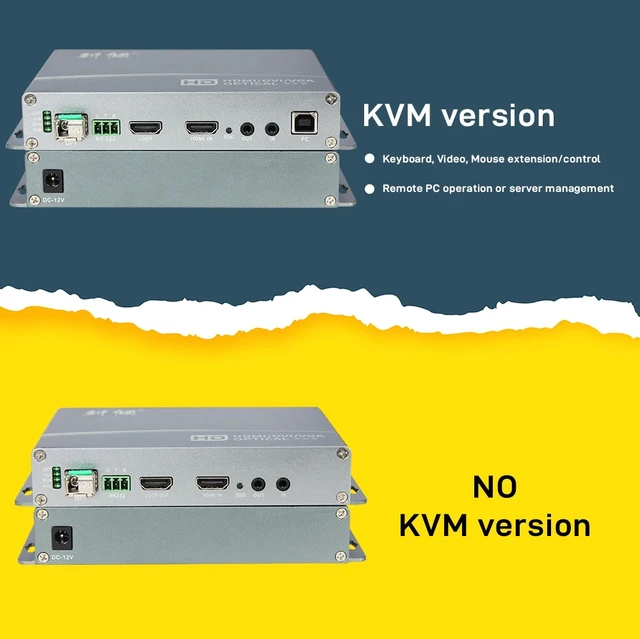 Alt view image 3 of 5 - KVM USB US Plug,1920x1080@60Hz HDMI Fiber Optic Extender, 2 Ports USB+3.5mm Stereo Audio, Full HD Uncompressed Transmit over LC Up to 10KM