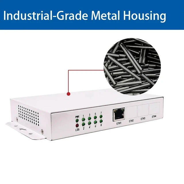 Alt view image 4 of 5 - 8RJ11 2PI-FE,8 Port Telephone Fiber Optical Multiplexer RJ11 FXS Phone Over Fiber with Fast Gigabit Ethernet Physical Isolated Network 20KM