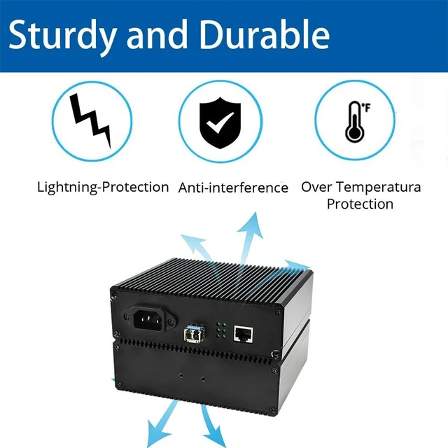 Alt view image 3 of 5 - LC MM Duplex US Plug,LED Display Fiber Media Converter, 1-Port Gigabit Ethernet, 1000Mbps RJ45 + 1.25G Fiber, Long Distance Transmission, Plug & Play