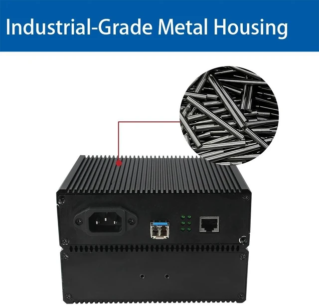 Alt view image 4 of 5 - LC MM Duplex US Plug,LED Display Fiber Media Converter, 1-Port Gigabit Ethernet, 1000Mbps RJ45 + 1.25G Fiber, Long Distance Transmission, Plug & Play