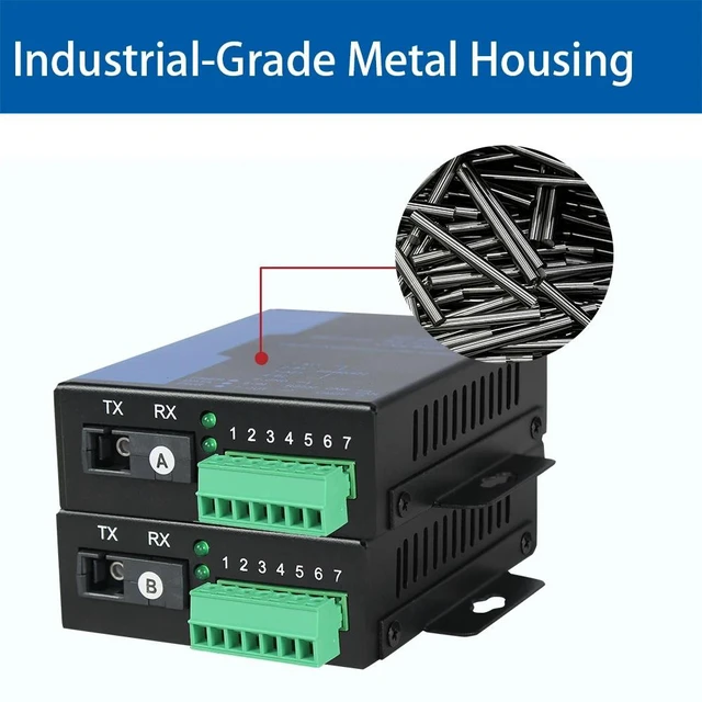 Alt view image 5 of 5 - 2R MM Duplex,Industrial RS232 RS422 RS485 Fiber Optic Modem Serial Communication Data Converter Device Server over Fiber Extender up to 20KM