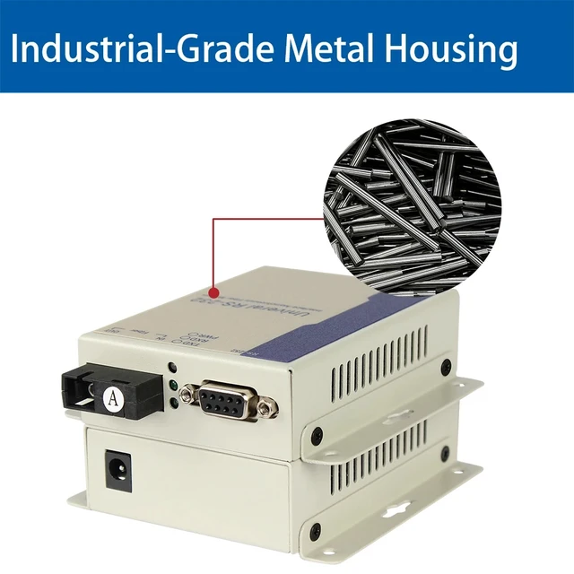 Alt view image 5 of 5 - Female SM Simplex,Industrial Serial RS232 Fiber Optic Modem DB9 Male/Female to Fiber Converter SC FC ST up to 20KM Serial over Fiber Converter