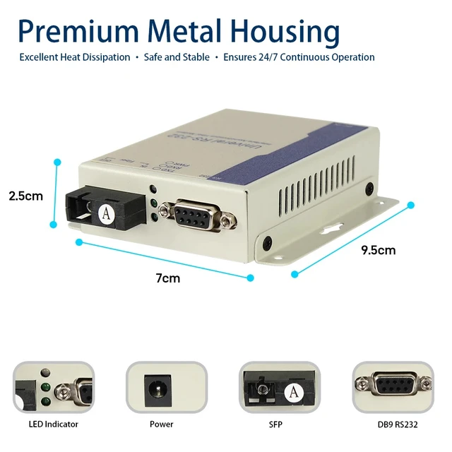 Alt view image 2 of 5 - Female SM Simplex,Industrial Serial RS232 Fiber Optic Modem DB9 Male/Female to Fiber Converter SC FC ST up to 20KM Serial over Fiber Converter