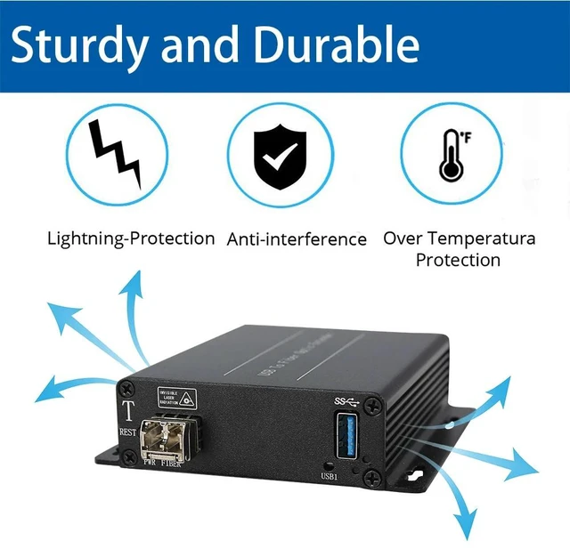 Alt view image 3 of 5 - 1P FULL SM S,USB 3.0/2.0/1.1 Fiber Extender, 4-Port USB-A Extension Hub Over LC Optical up to 250m, 5Gbps Super Speed for Windows Mac Linux