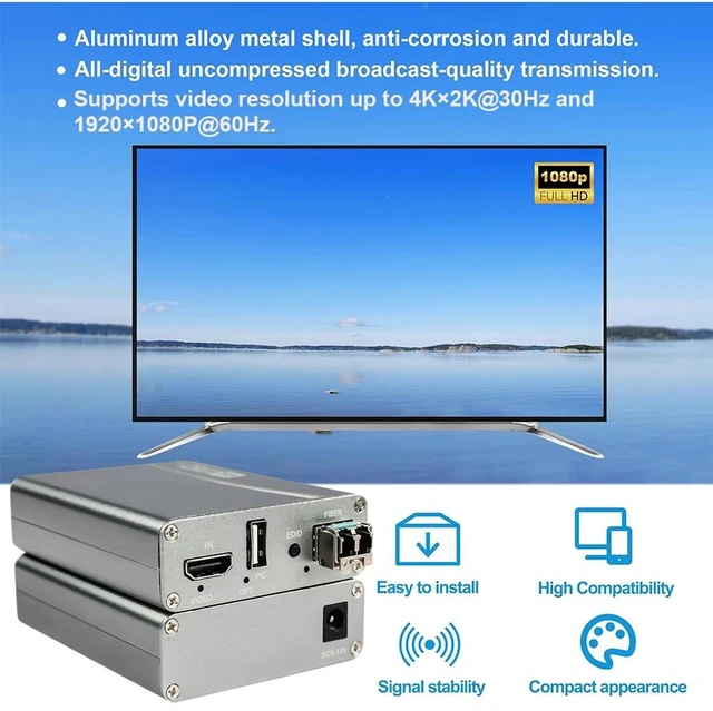 Alt view image 5 of 5 - KVM 10km Simplex,4K HDMI Over Fiber Optic Extender with KVM/RS232 up 10Km Uncompressed 10G LC SFP, 4K×2K@30Hz, EDID Learning, ESD Protection