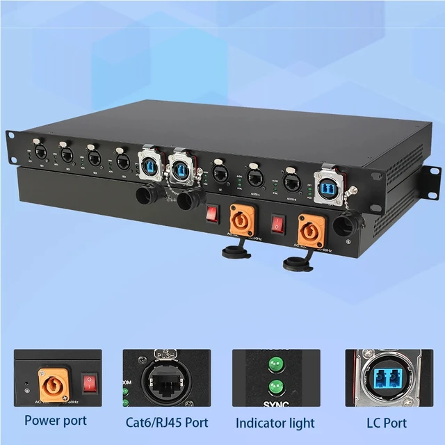 Alt view image 4 of 5 - AES50 Extender,2 Channel Dual AES50 Ports Fiber Extender 10KM Single-Mode LC Fiber, 44.1/48/96kHz for Digital Audio Consoles & Stage Boxes