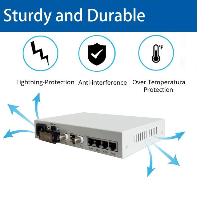 Alt view image 3 of 4 - 1E1 to 1 Ethernet,E1 to Ethernet Converter 1E1 to 1/4 Port 10/100M RJ45 G.703 E1 Network Bridge Over Fiber PDH Data Transmission
