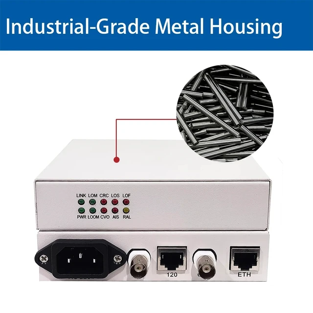 Alt view image 4 of 4 - 1E1 to 1 Ethernet,E1 to Ethernet Converter 1E1 to 1/4 Port 10/100M RJ45 G.703 E1 Network Bridge Over Fiber PDH Data Transmission