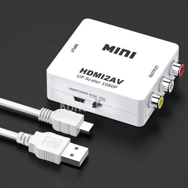 Alt view image 5 of 5 - HDMI to AV-black,1080P HDMI to RCA Converter AV/CVSB Video Box AV to HDMI Adapter AV/VGA Support NTSC PAL Output HDMI to VGA Video Converter