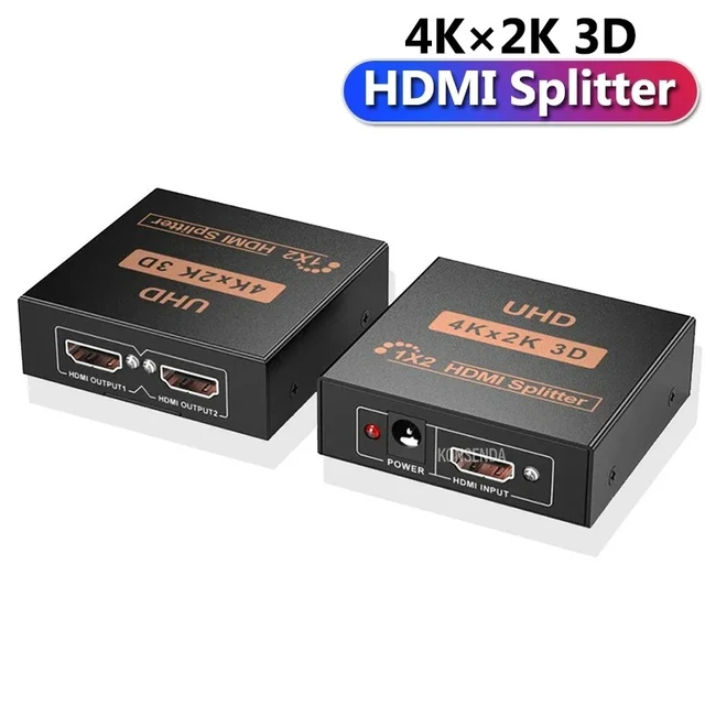 Alt view image 2 of 5 - 1 in 4 out,4Kx2K HDMI Splitter 1x2 1x4 Full HD HDMI Video Splitter 1 in 4 out Duplicate Display 1 Source to 2/4 Screens for PC TV Monitor