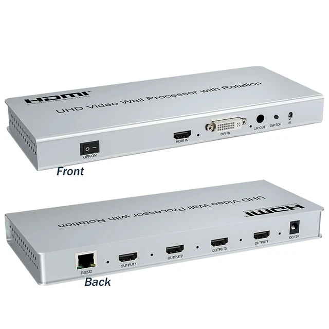 Alt view image 5 of 5 - Video Wall Controlle,4K UHD HDMI Video Wall Controller 2x2 1x3 1x4 TV Wall Processor Support 90-180-270° Rotation Vertical Screen Splicing Display