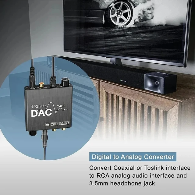 Alt view image 4 of 5 - ,192KHz Digital to Analog Audio Converter 24Bit DAC Digital SPDIF/Optical/Toslink/Coaxial to Analog Stereo L/R RCA and 3.5mm Jack