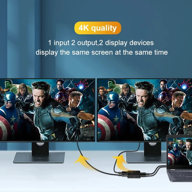 Alt view image 5 of 5 - 1 in 4 out,1x4 HDMI Splitter 1x2 4K HDMI Distributor Splitter 1 in 4 out Amplifier 1080P Video Splitter 1x2 for PC Laptop Monitor Projector