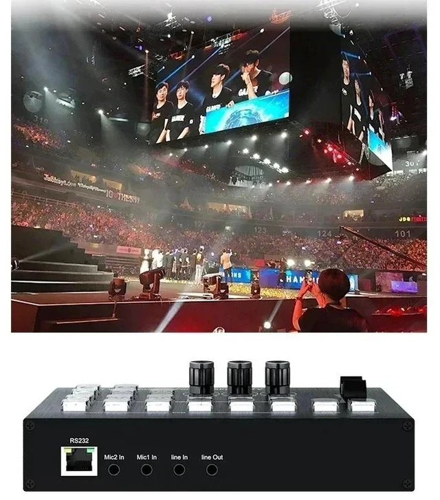 Alt view image 3 of 5 - with UK Plug,1080P HDMI Video Live Switch 4 in 2 out Broadcast Streaming Video Mixer Station Live Streaming Seamless Switcher Support PIP OBS