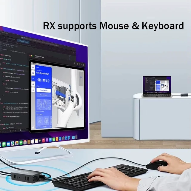 Alt view image 3 of 5 - 2-PCS RX,200M HDMI IP KVM Extender over RJ45 Ethernet Cat5e/6 Cable 1080P HDMI Extender USB KVM via Network Switch Support Mouse Keyboard