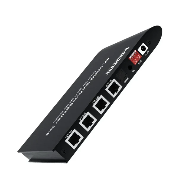 Alt view image 4 of 5 - 1 Pcs 2x6,4K 30Hz HDMI Extender 100M 2x6 HDMI Switch Splitter Ethernet Extension Transmitter 2 HDMI In Out + 4 Channels RJ45 Ethernet Port