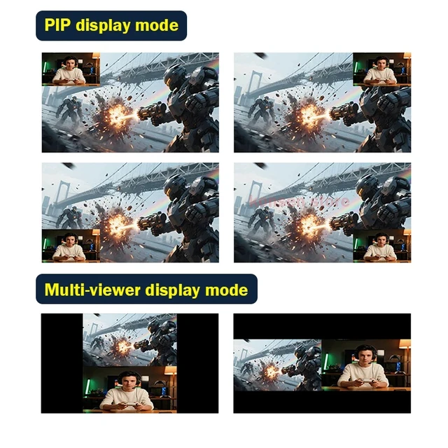 Alt view image 4 of 5 - 2 input 1 output,2-Way HDMI Live Streaming Video Mixer Switcher 2 Channel Input 1080P USB C Video Capture Card Record for Camera Game Podcasting