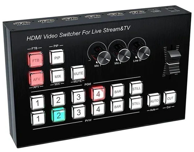 Main image of with UK Plug,4 in 2 out HDMI Live Stream Switcher Studio Mic Mixer Multi Camera Live Streaming Broadcasting Production Type-c Capture Record
