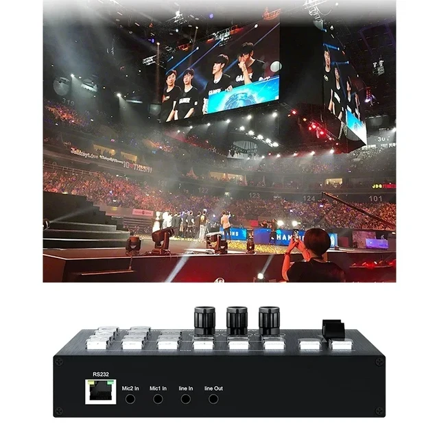 Alt view image 3 of 5 - with UK Plug,4 in 2 out HDMI Live Stream Switcher Studio Mic Mixer Multi Camera Live Streaming Broadcasting Production Type-c Capture Record